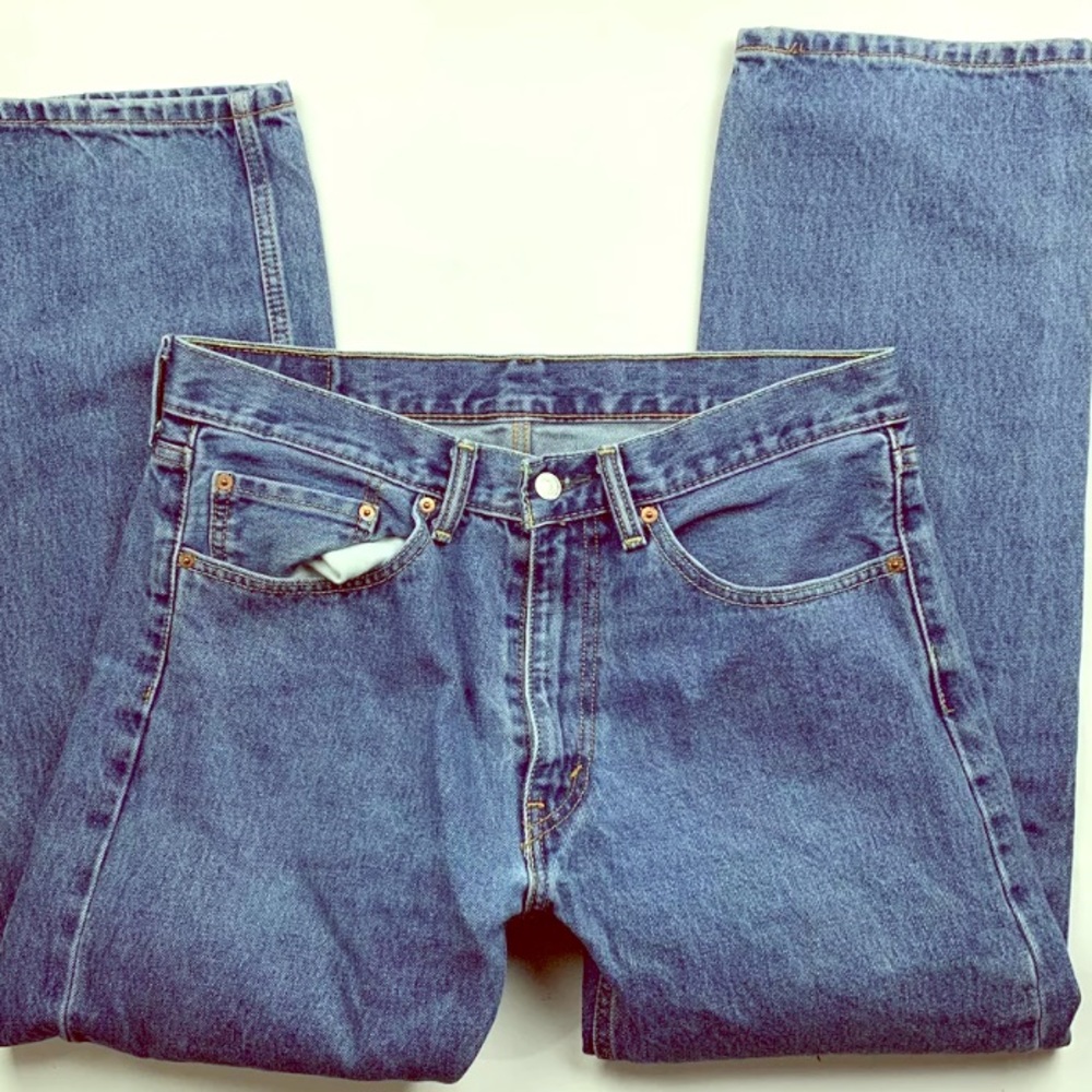 Levis 505 Mens 34 x 30 Jeans Denim Medium Wash